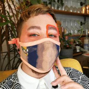 Navy Floral Bleach Dyed Mask